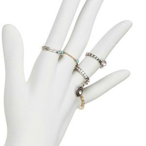 SPARKLING SAGE BURNISHED GOLD & SILVER RINGS STACKABLE TURQUOISE SET OF 6